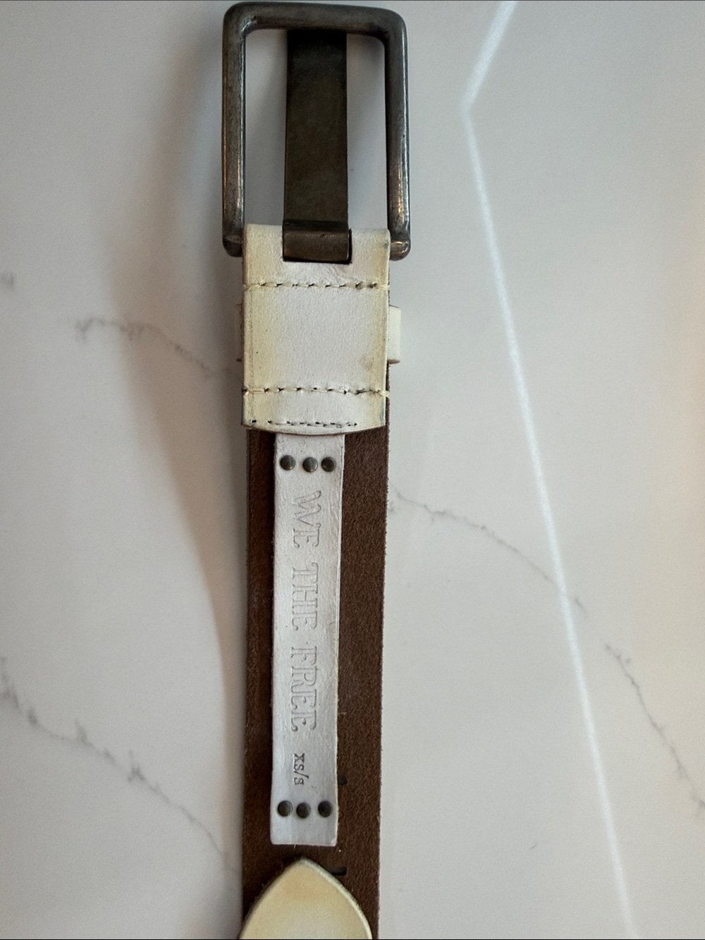 We The Free white Leather Belt with distressed Accent